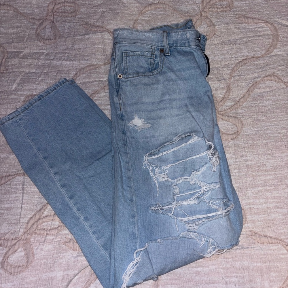 American Eagle Outfitters Distressed Light Blue Mom Jean